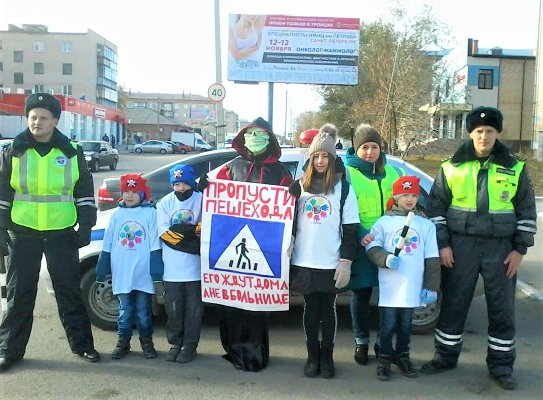 Воспитанники центра помощи детям города Троицка провели совместно с сотрудниками ОГИБДД МО МВД России «Троицкий» акцию по безопасности дорожного движения